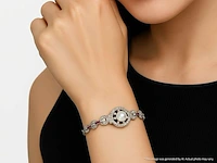 Art-deco armband met goud en platina, en natuurlijke diamanten en robijnen - afbeelding 2 van  9