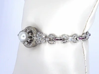 Art-deco armband met goud en platina, en natuurlijke diamanten en robijnen - afbeelding 3 van  9