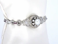 Art-deco armband met goud en platina, en natuurlijke diamanten en robijnen - afbeelding 4 van  9