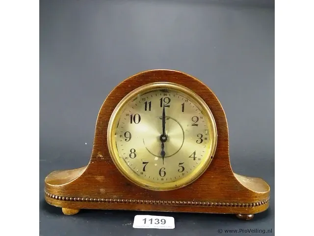 Art deco houten schouwklok - afbeelding 2 van  5