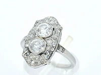 Art deco platina ring met diamant - afbeelding 3 van  9