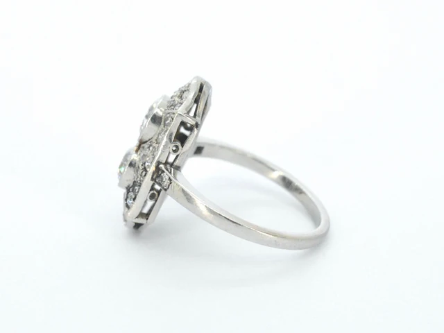 Art deco platina ring met diamant - afbeelding 5 van  9