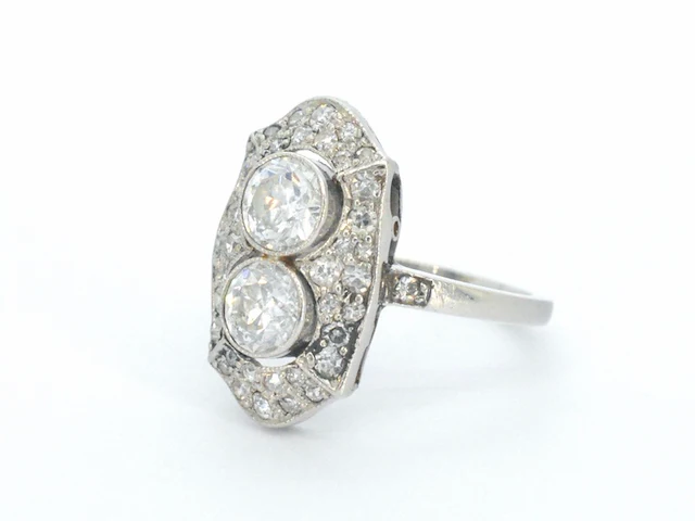 Art deco platina ring met diamant - afbeelding 8 van  9