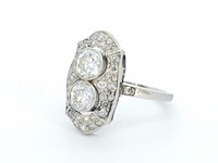 Art deco platina ring met diamant - afbeelding 8 van  9