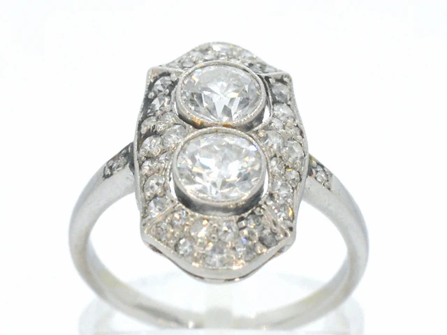 Art deco platina ring met diamant - afbeelding 9 van  9