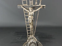 Art deco staande brons/messing crucifix - afbeelding 2 van  5