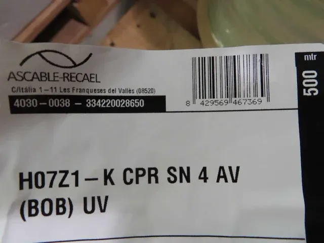 Ascable-recael - h07z1-k cpr sn 4 av - solarkabel 4mm2 - 500 mtr - afbeelding 2 van  2