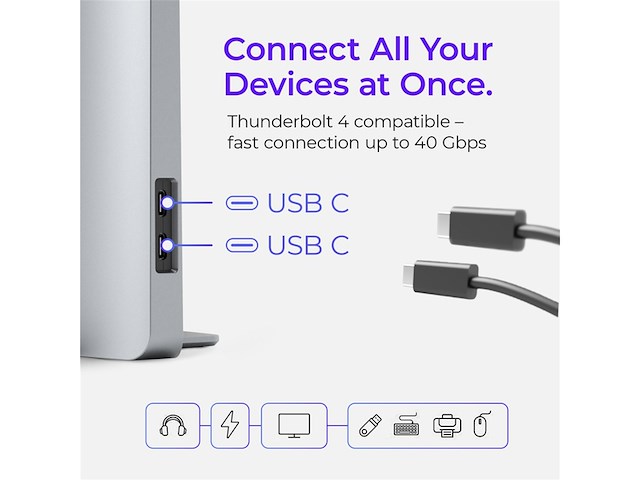 Ascrono vertical docking station hub compatibel met apple macbook air 13 (20182020 incl. m1) 2x usbc poort (40 gbps) thunderbolt 4 compatibel dock - afbeelding 2 van  6