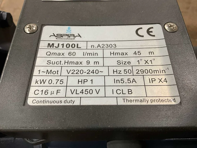 Aspira mj100l centrifugaalpomp - afbeelding 5 van  5