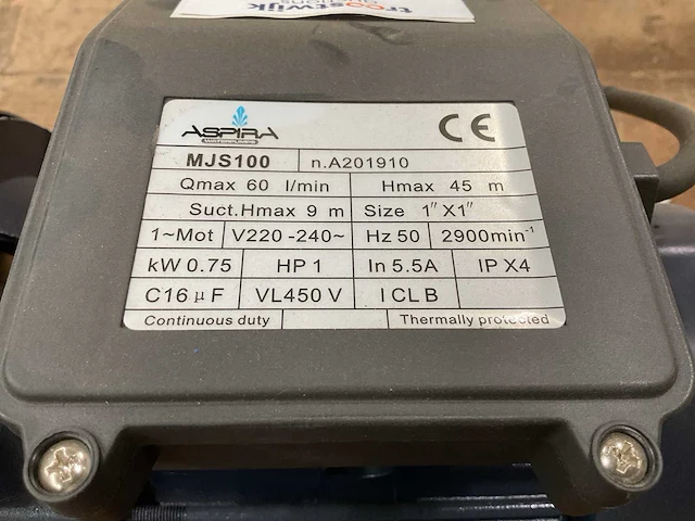Aspira mjs100 centrifugaalpomp - afbeelding 5 van  5