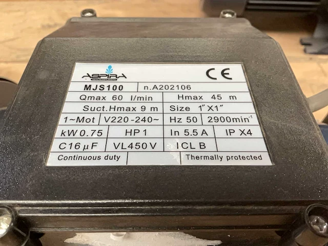 Aspira mjs100 waterpomp - afbeelding 5 van  5