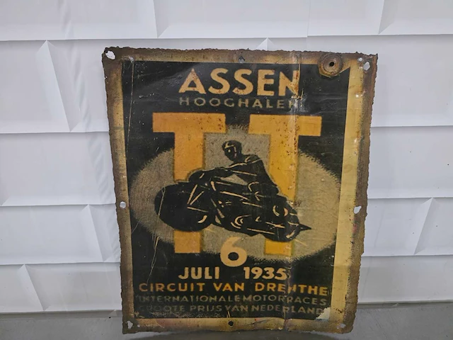 Assen hooghalen tt - juli 1935 - reclamebord - afbeelding 1 van  2