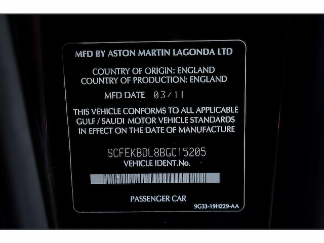 Aston martin - vantage coupe 4,7l v8 - vantage coupe 4,7l v8 - aston martin vantage s coupe 4,7l v8 - 2011 - 2011 - afbeelding 77 van  85