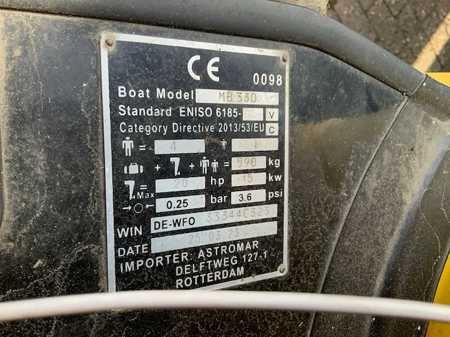 Astromar mb 330 rubberboot (geel) - nieuw - afbeelding 5 van  5