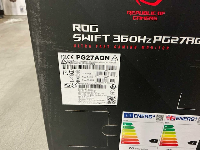Asus rog swift pg27aqn ultra fast gaming monitor 27’’ - afbeelding 3 van  3