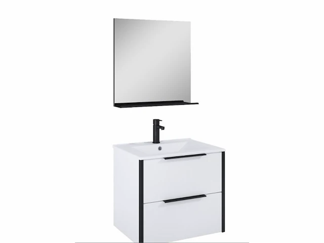 Atlantic badmeubelset aria met spiegel en keramische witte wastafel 60 cm mat wit - afbeelding 1 van  3