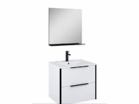 Atlantic badmeubelset aria met spiegel en keramische witte wastafel 60 cm mat wit