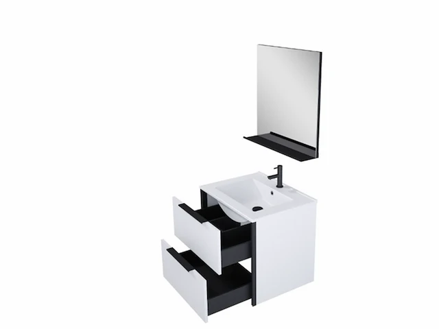 Atlantic badmeubelset aria met spiegel en keramische witte wastafel 60 cm mat wit - afbeelding 2 van  3