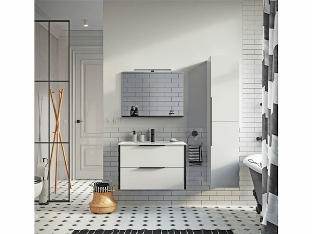 Atlantic badmeubelset aria met spiegel en keramische witte wastafel 60 cm mat wit - afbeelding 3 van  3