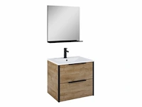 Atlantic badmeubelset aria met spiegel en witte wastafel 60cm canela eiken - afbeelding 1 van  1