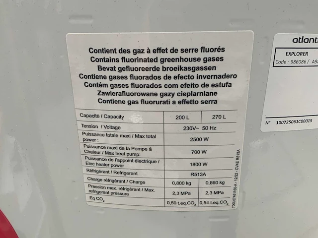 Atlantic explorer 270l warmtepompboiler - afbeelding 9 van  10