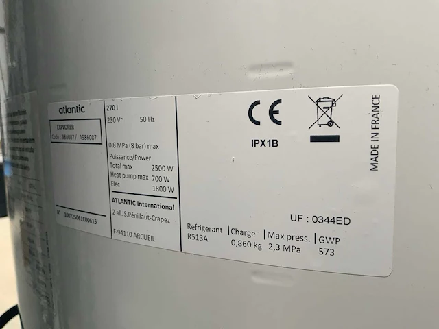 Atlantic explorer 270l warmtepompboiler - afbeelding 10 van  11