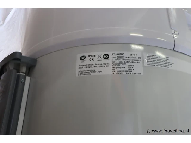 Atlantic explorer 270l warmtepompboiler - afbeelding 3 van  5