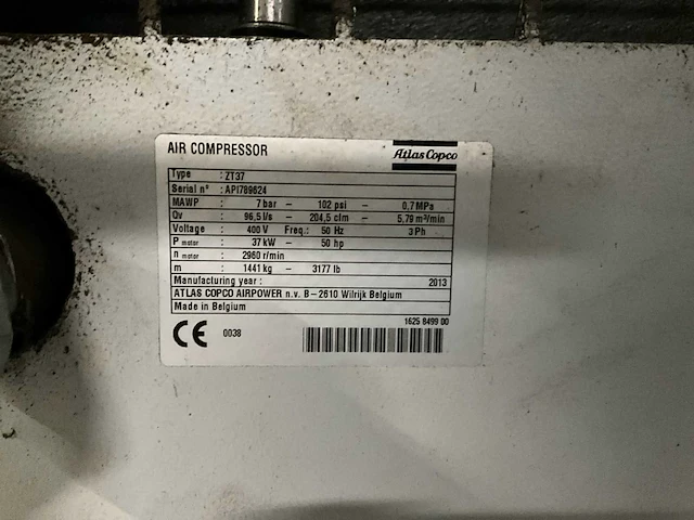 Atlas copco - zt 37 ff - compressor - 2013 - afbeelding 6 van  6