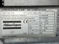 Atlas copco le 2 10 s e 250l + cd 2-cilinder luchtcompressor - afbeelding 8 van  16