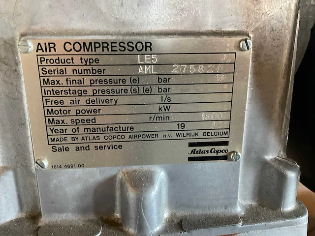 Atlas copco le5 zuigercompressor - afbeelding 5 van  7
