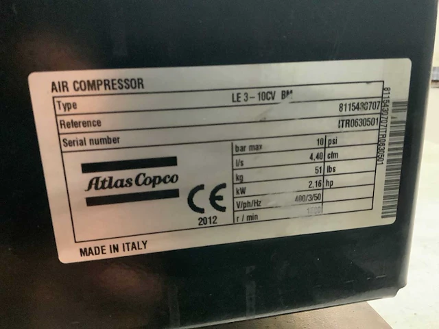 Atlas copco luchtcompressor set met luchtdroger - afbeelding 8 van  9