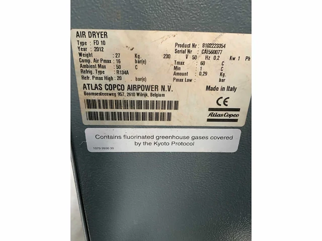 Atlas copco luchtcompressor set met luchtdroger - afbeelding 9 van  9