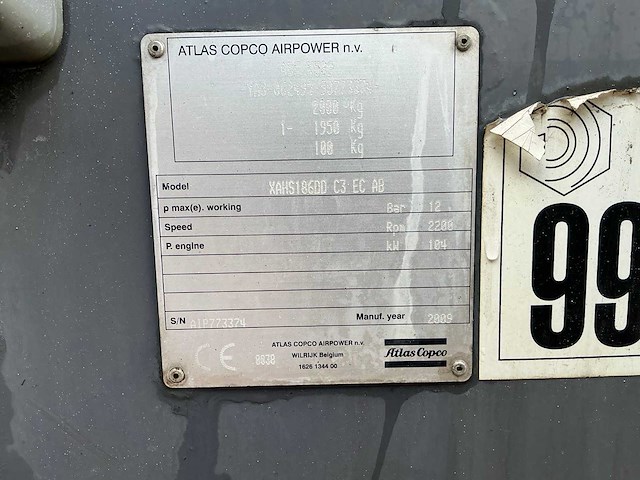 Atlas copco xahs186dd mobiele compressor - afbeelding 13 van  20