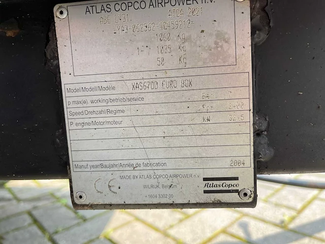 Atlas copco xas67 luchtcompressor - afbeelding 9 van  9