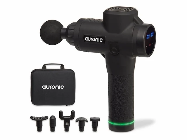 Auronic massage gun sport en relax 6 opzetstukken 30 standen zwart - afbeelding 1 van  3