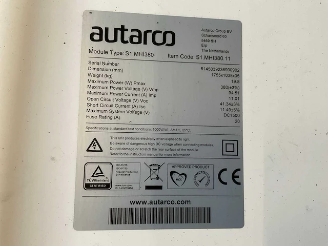 Autarco s1.mhi380 zonnepaneel (20x) - afbeelding 5 van  6