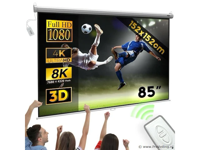 Automatisch beamerscherm hdtv, 8k, 4k, 3d 152 x 152cm - afbeelding 1 van  5