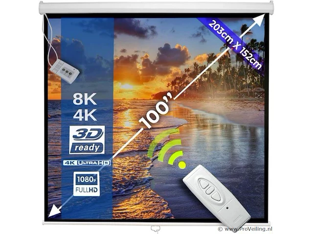 Automatisch beamerscherm hdtv, 8k, 4k, 3d 203 x 152cm - afbeelding 1 van  5