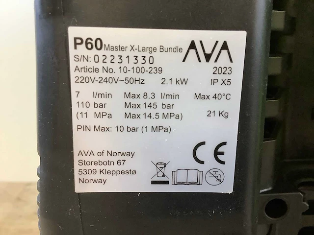 Ava master p60 xl hogedrukreiniger - afbeelding 8 van  8