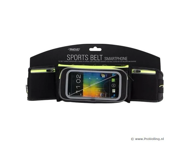 Avento smartphone 21pg sportriem zwart/fluorgeel - afbeelding 2 van  4