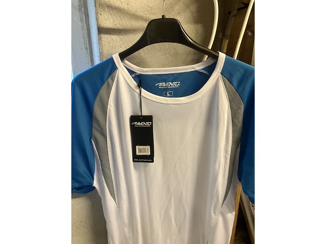 Avento sport t shirt wit met blauwe mouwen maat l - afbeelding 6 van  7