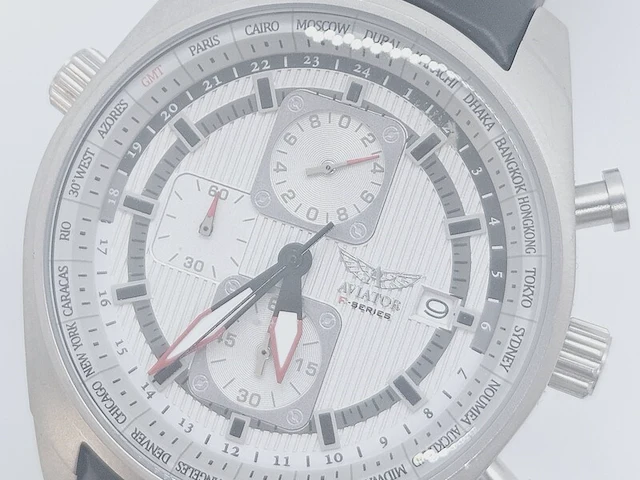 Aviator f-series worldtimer herenhorloge - afbeelding 3 van  6