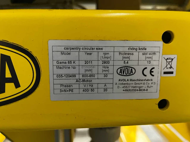 Avola - 2011 - gama 65 k - afkortcirkelzaagmachine - afbeelding 6 van  17