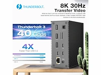 Ayclif 18in1 thunderbolt 3 dockingstation 100 w laptoplading 18 w smartphone opladen zwart - afbeelding 3 van  5