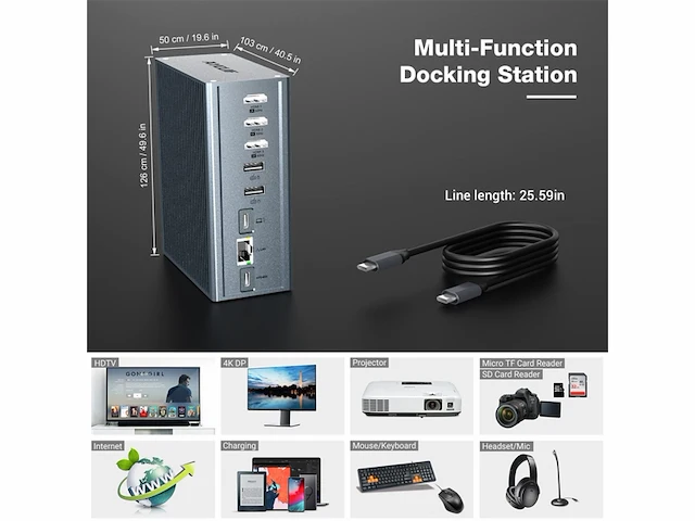 Ayclif usbcdockingstation 16in1 drievoudige display universeel dockingstation voor macbook pro/air hp dell 3 x hdmi 100 w - afbeelding 2 van  5