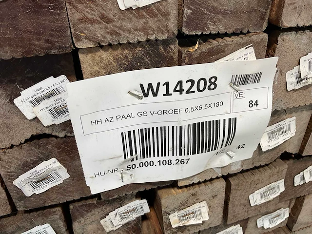 Azobé hardhouten paal geschaafd gepunt 180x6,5x6,5 cm (42x) - afbeelding 6 van  7