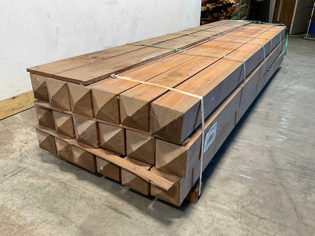 Azobé paal met diamantkop 300x14x14 cm (9x) - afbeelding 5 van  8