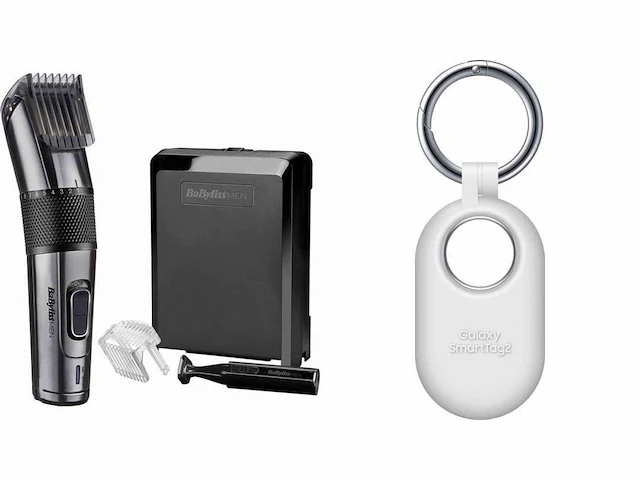 Babyliss carbon titanium tondeuse e978e - 26 lengtes - carbon titanium messen + samsung - silicone case - galaxy smarttag 2 - wit - afbeelding 1 van  2