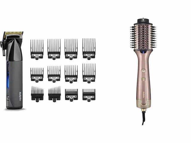 Babyliss super-x metal tondeuse e991e - zwart + babyliss air power volume as95e föhnborstel - - afbeelding 1 van  2
