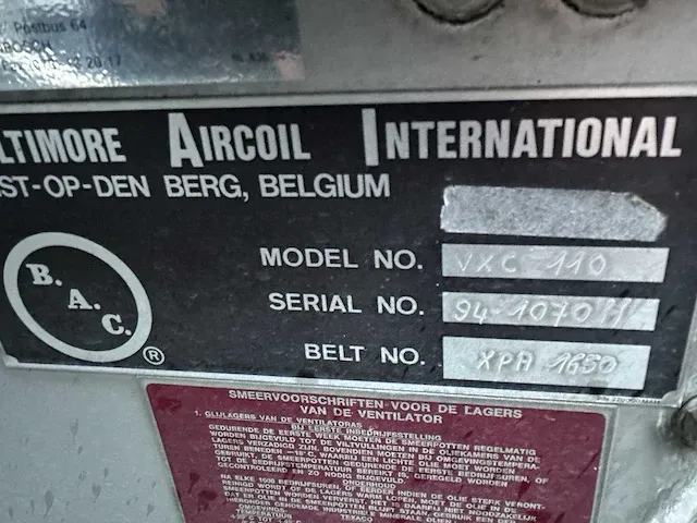Bac baltimore - vxc-110 - verdampings condensor - afbeelding 5 van  5